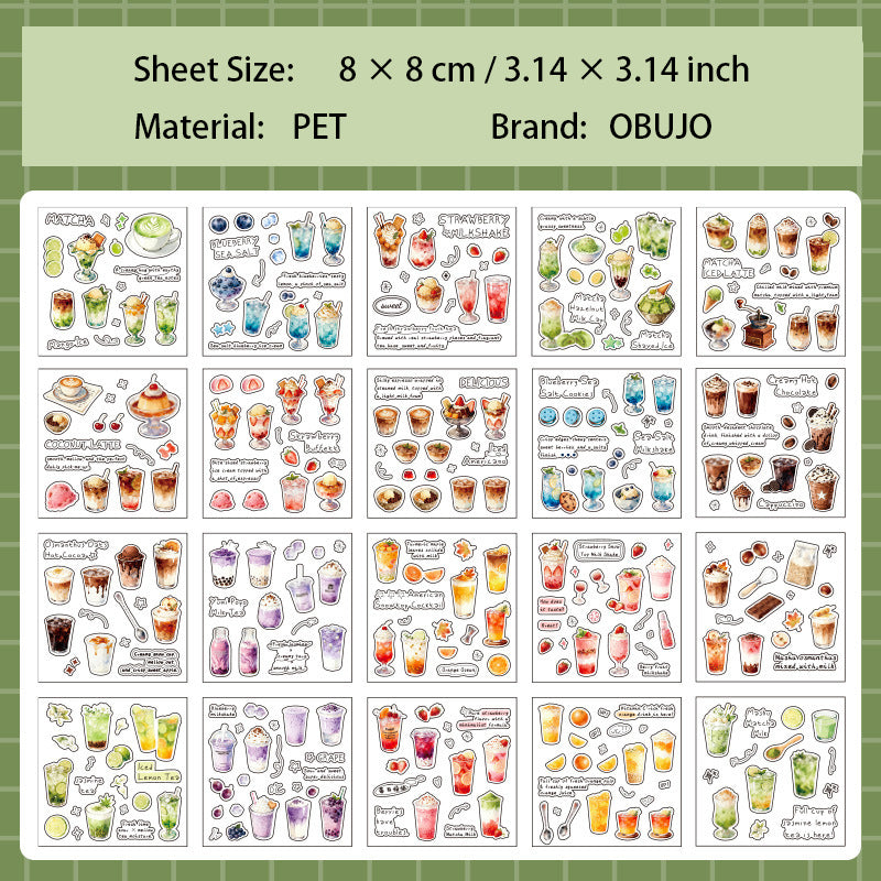 20 Sheets Food Themed PET Stickers Book YKSG