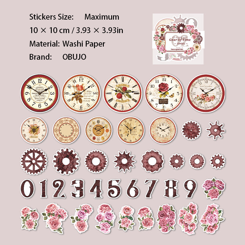 40 Pcs Punk Clock Face Washi Stickers BSZL