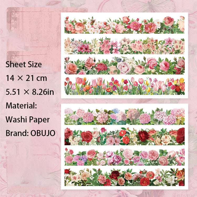 4 Sheet Flower Garden Washi Stickers HLMY
