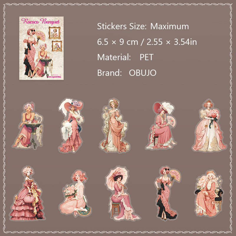20 Pcs Rococo Party Lady PET Stickers LKKWY