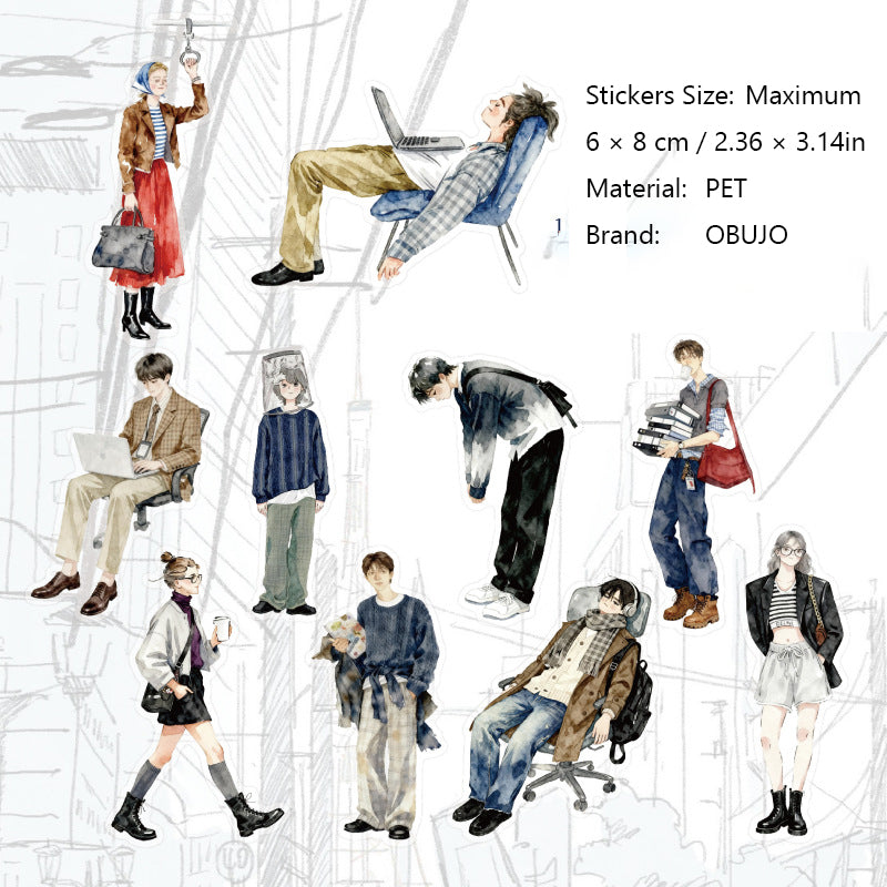 20 Pcs Street Girl Boy PET Stickers JJXR