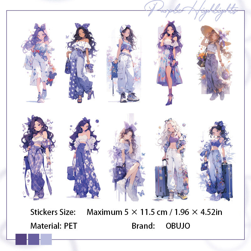 20 Pcs Cute Cartoon Girl PET Stickers WBDC