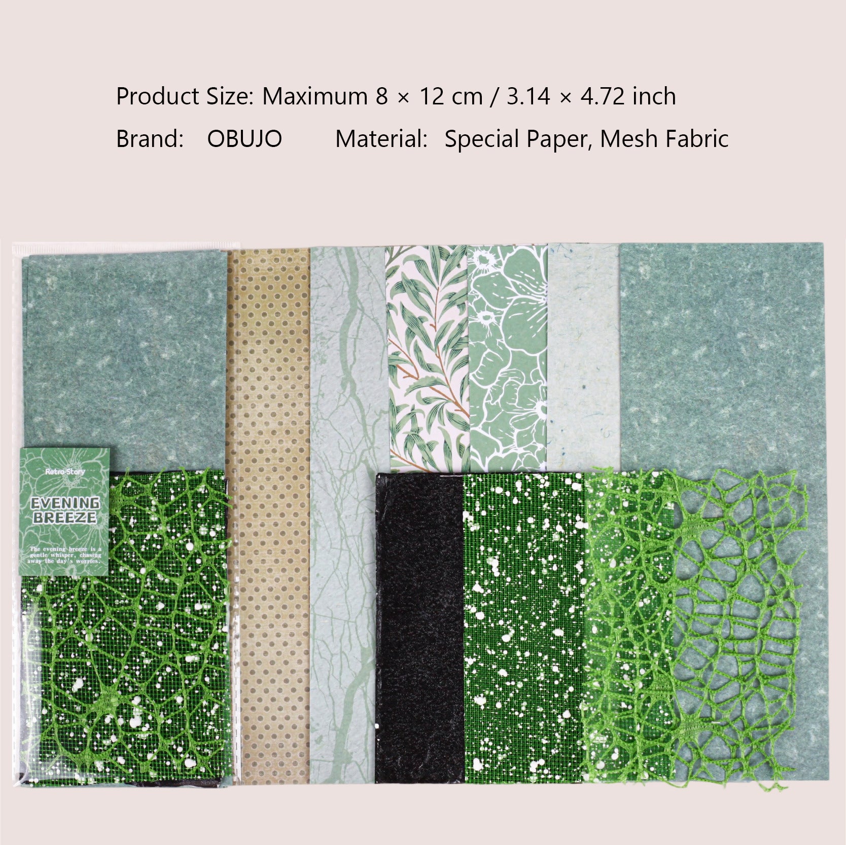 18 Sheets Textured Journal Paper and Mesh Fabric WFXL