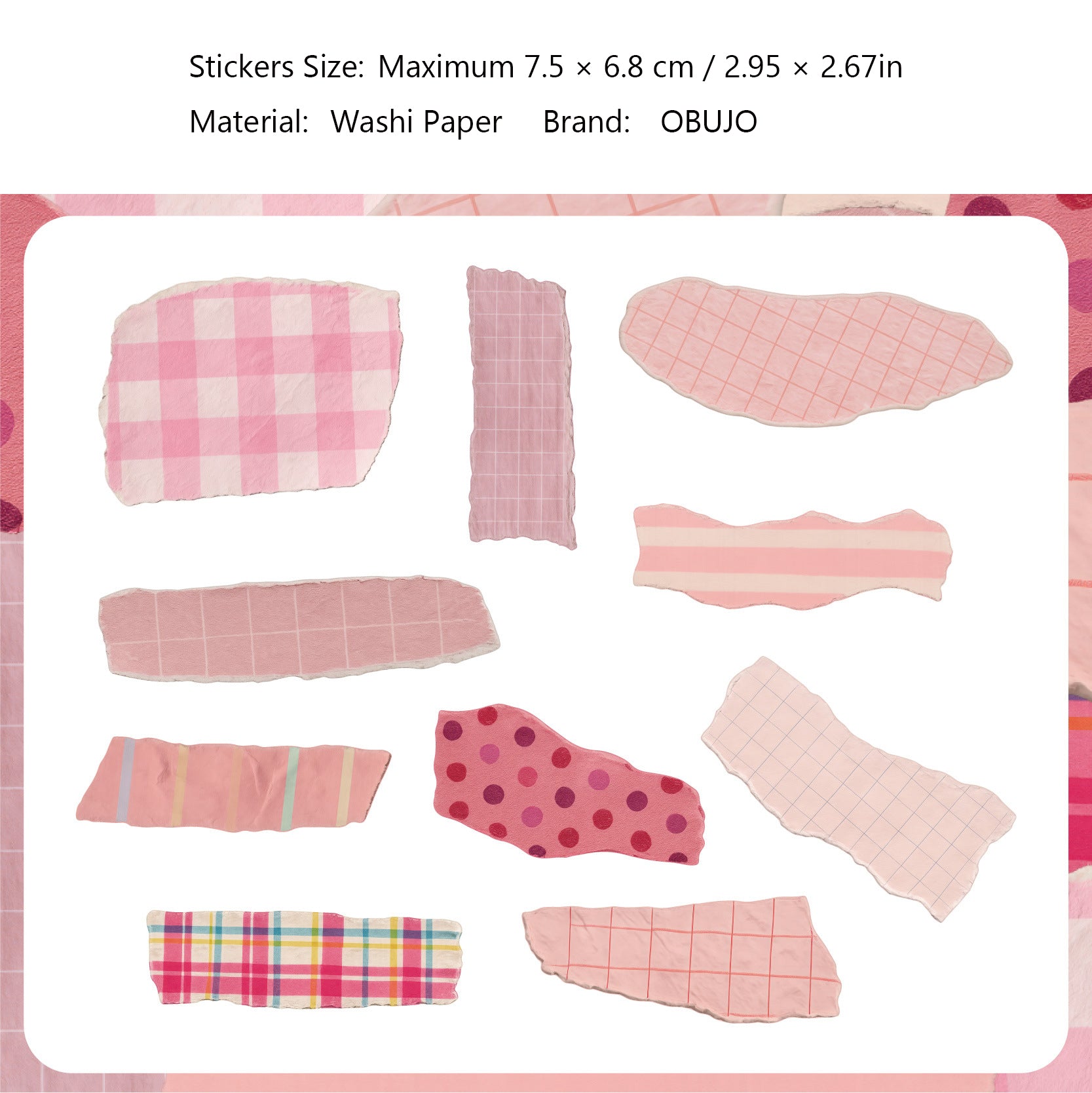 20 Pcs Torned Gird Dot Washi Stickers JIDA