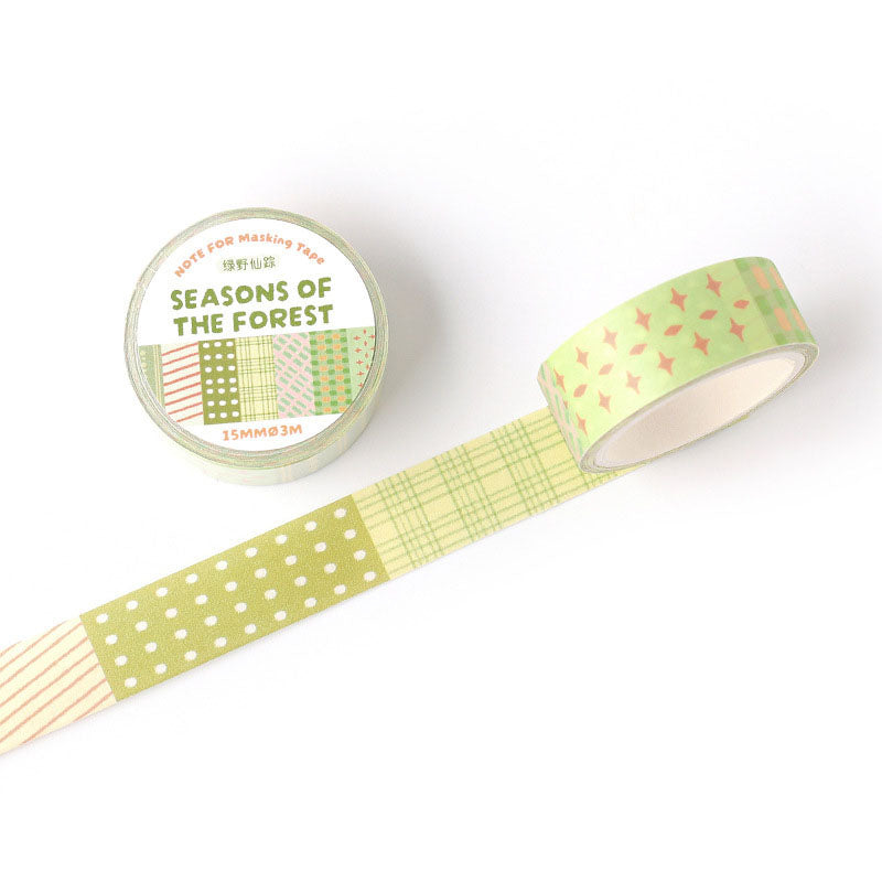 Retro Palette Geometric Grid Washi Tape - Forest