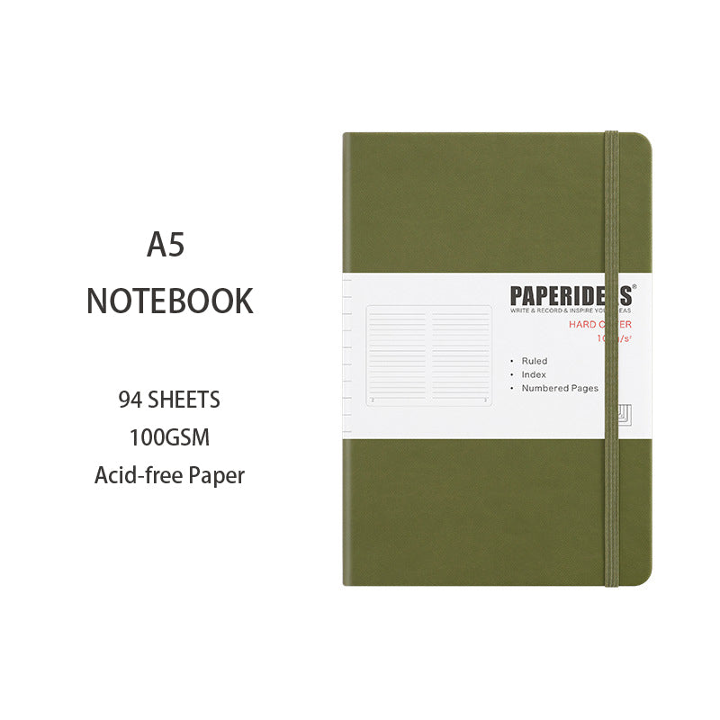 A5 Hardcover Solid Color Notebook, 94 Sheets
