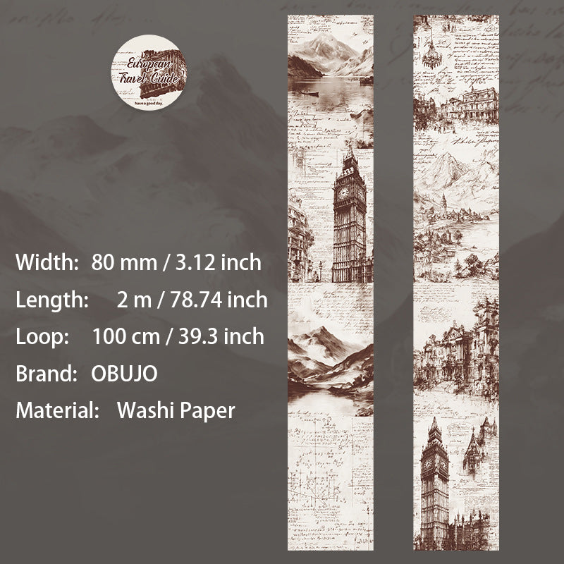 1 Roll Travel Themed Vintaeg Washi Tape OZLXTJ