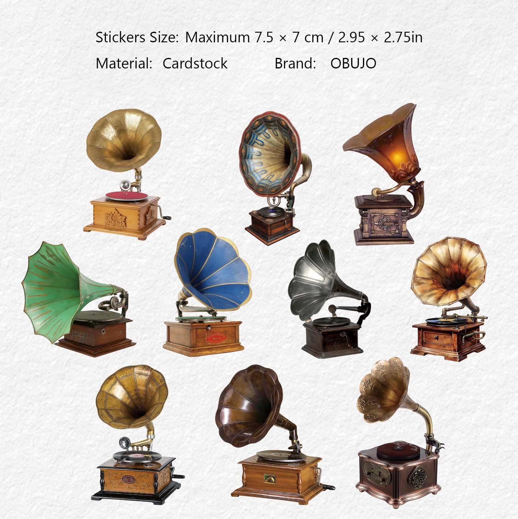 10 Pcs Vintage Antiques Cardstock Stickers LSXL