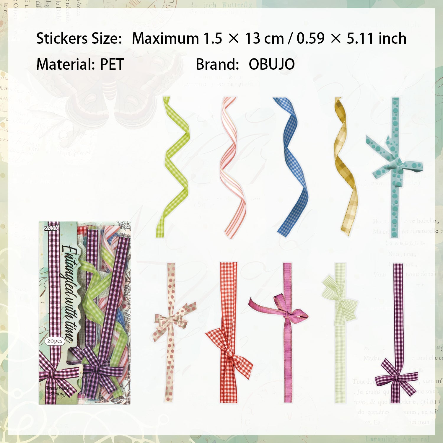 20 Pcs Lace Floral PET Stickers HJQJ