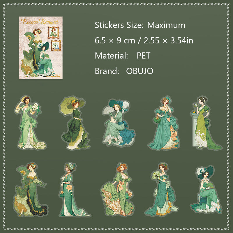 20 Pcs Rococo Party Lady PET Stickers LKKWY
