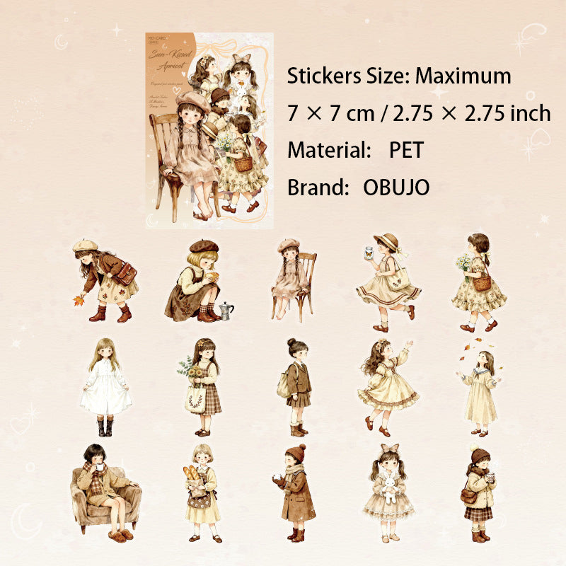 30 Pcs Cute Kawaii Little Girl PET Stickers XMTH