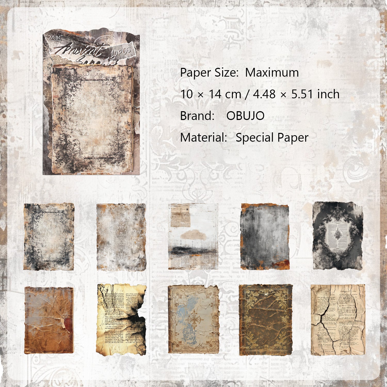 10 Sheets Vintage Journal Paper SYXZ