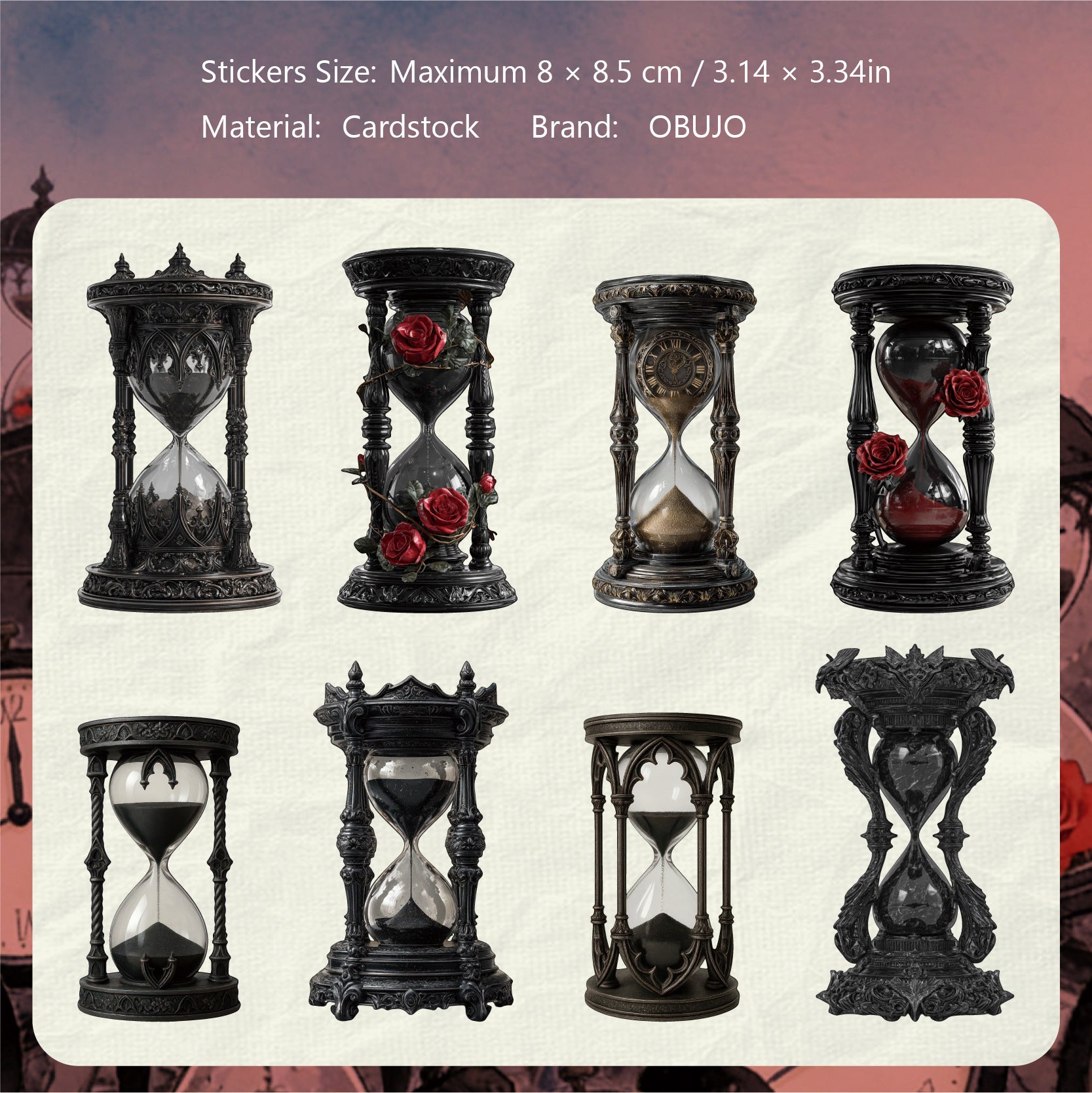 8 Pcs Vintage Hourglass Cardstock Sstickers LSXL