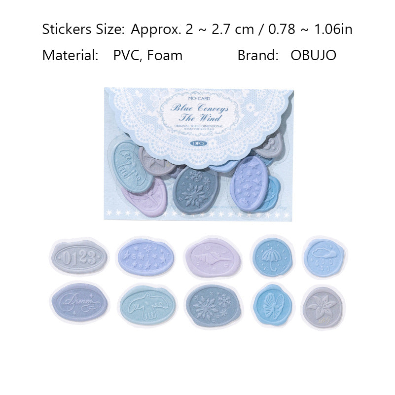 10 Pcs Wax Seal PET Stickers ZJYJ