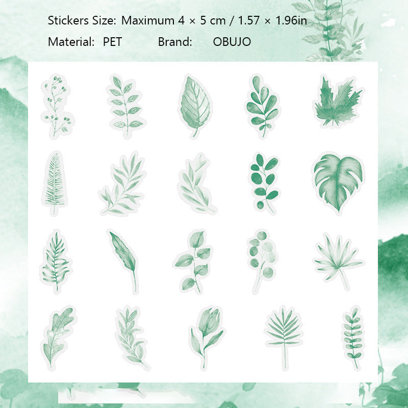 40 Pcs Watercolor Flower PET Stickers HZSS