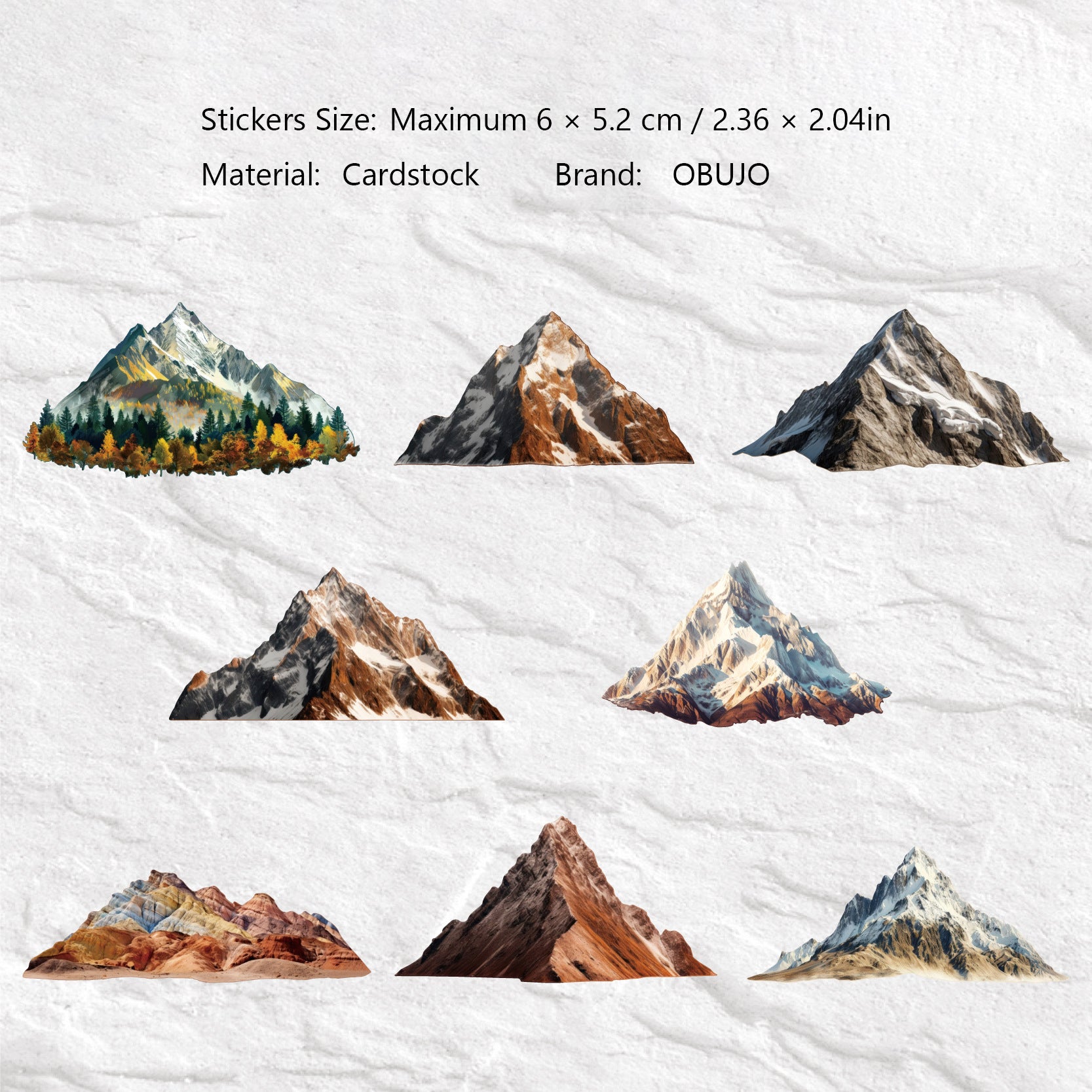16 Pcs Mountain Cardstock Stickers SHQI