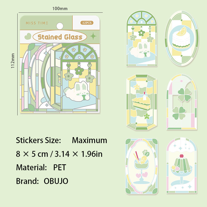 12 Pcs Kawaii Windows PET Stickers CCBL