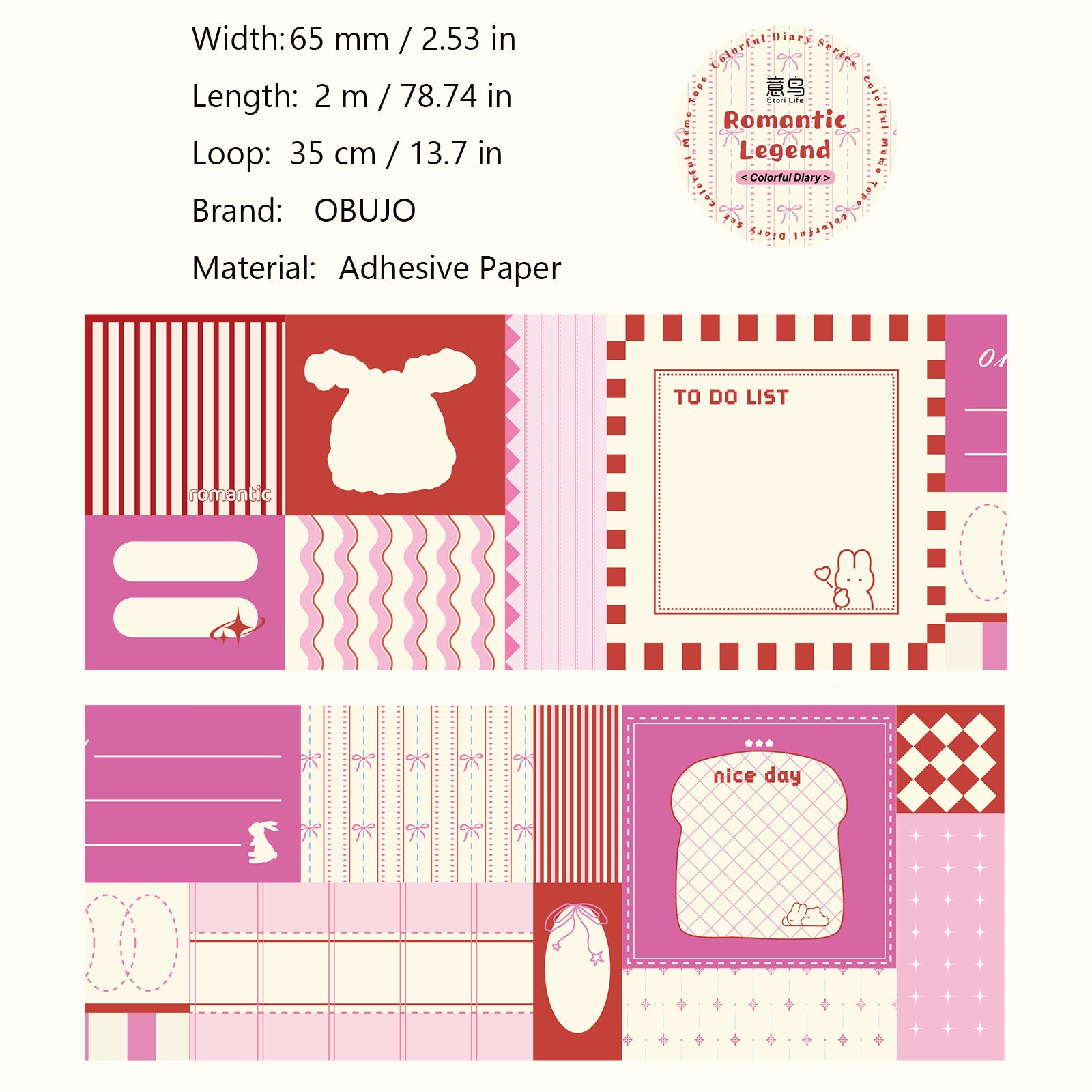 1 Roll Planner Stickers Tape BFRJ