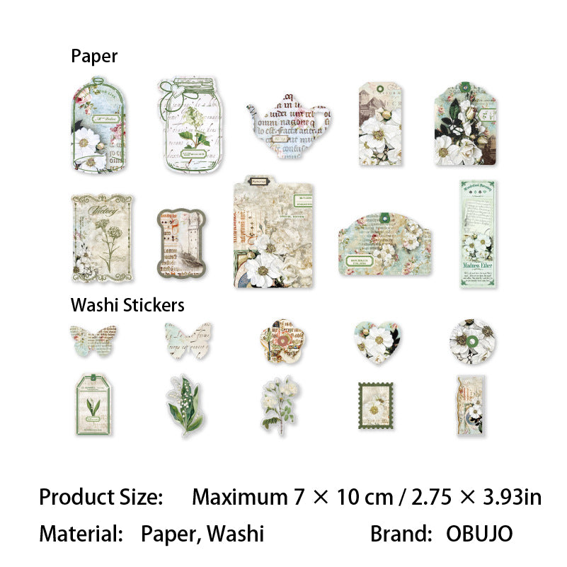 40 Pcs Vintage Journal Paper and Washi Stickers LMRJ