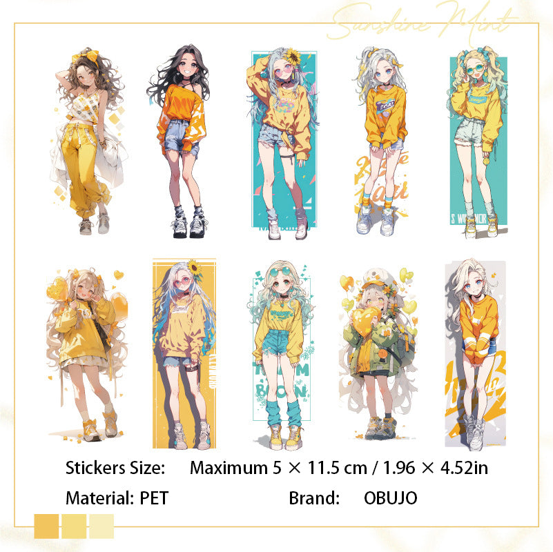 20 Pcs Cute Cartoon Girl PET Stickers WBDC