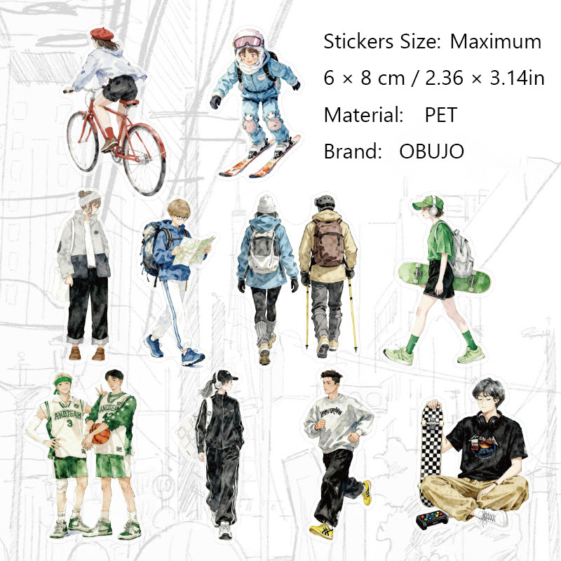 20 Pcs Street Girl Boy PET Stickers JJXR