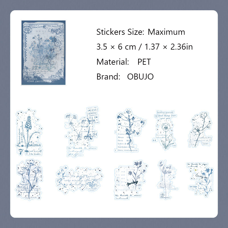 20 Pcs Botanical Flower Collage PET Stickers FGHC