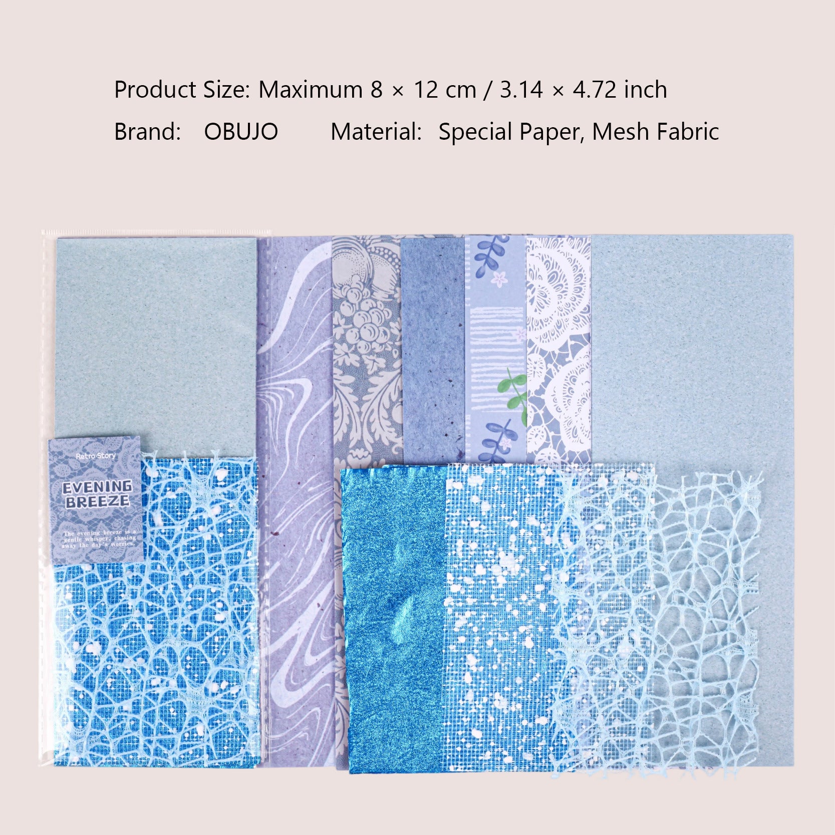 18 Sheets Textured Journal Paper and Mesh Fabric WFXL