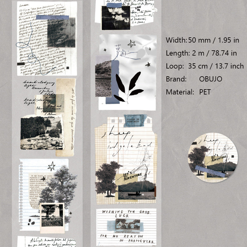 1 Roll Vintage Collage PET Stickers Tape ZYSKY