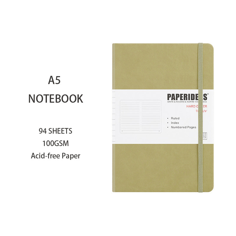 A5 Hardcover Solid Color Notebook, 94 Sheets