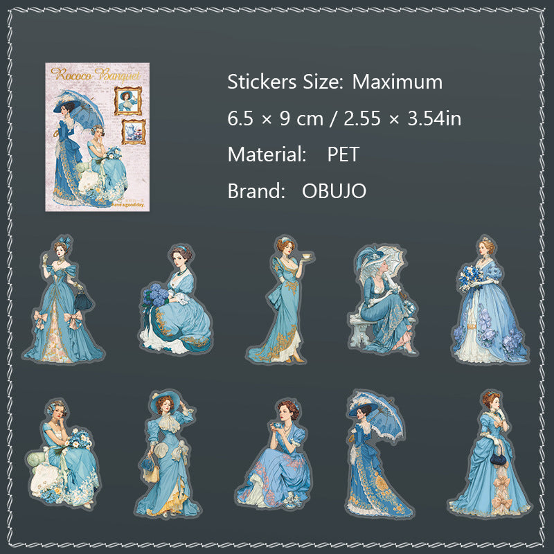 20 Pcs Rococo Party Lady PET Stickers LKKWY