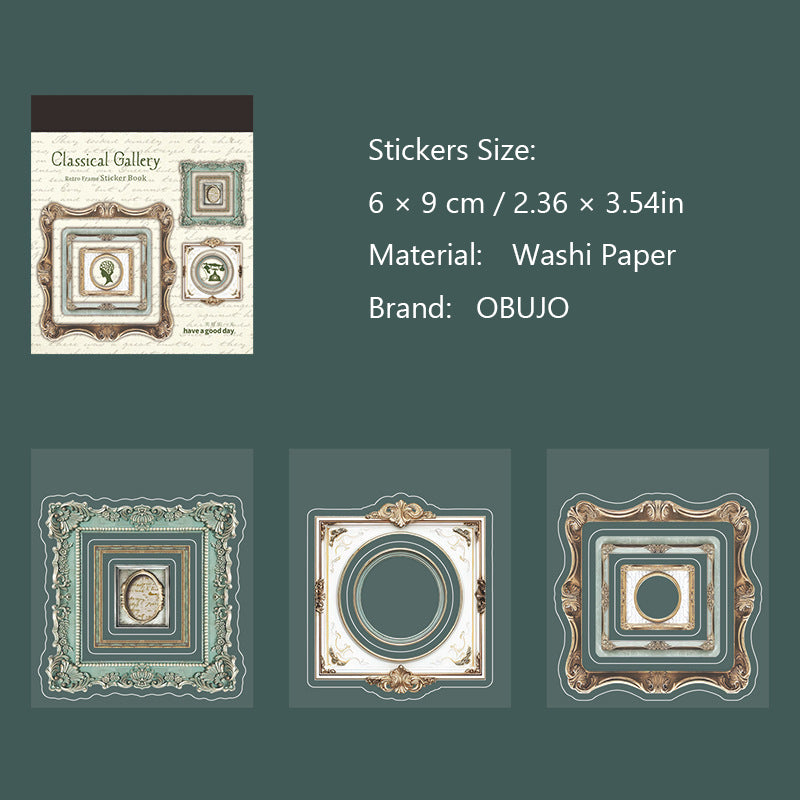 18 Sheets Vintage Frame PET Stickers Book GDBWG