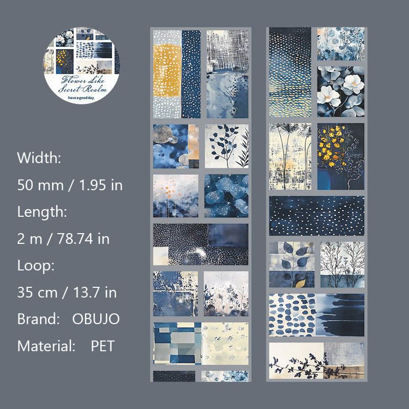 1 Roll Vintage Watercolor Botanical PET Stickers Tape HYMJ