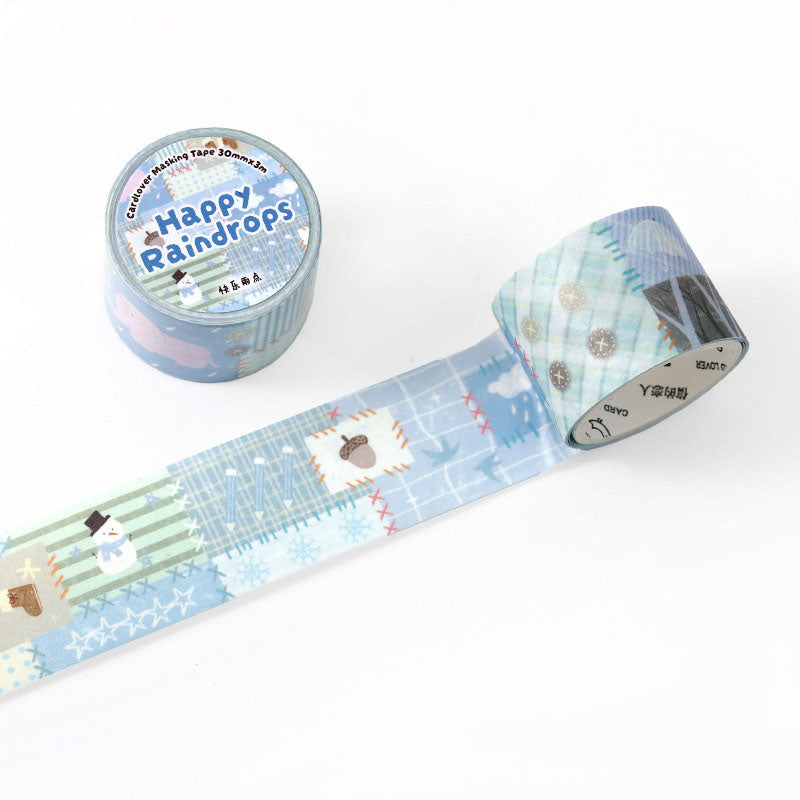 Cozy Cottagecore Patchwork Washi Tape - Happy Raindrops