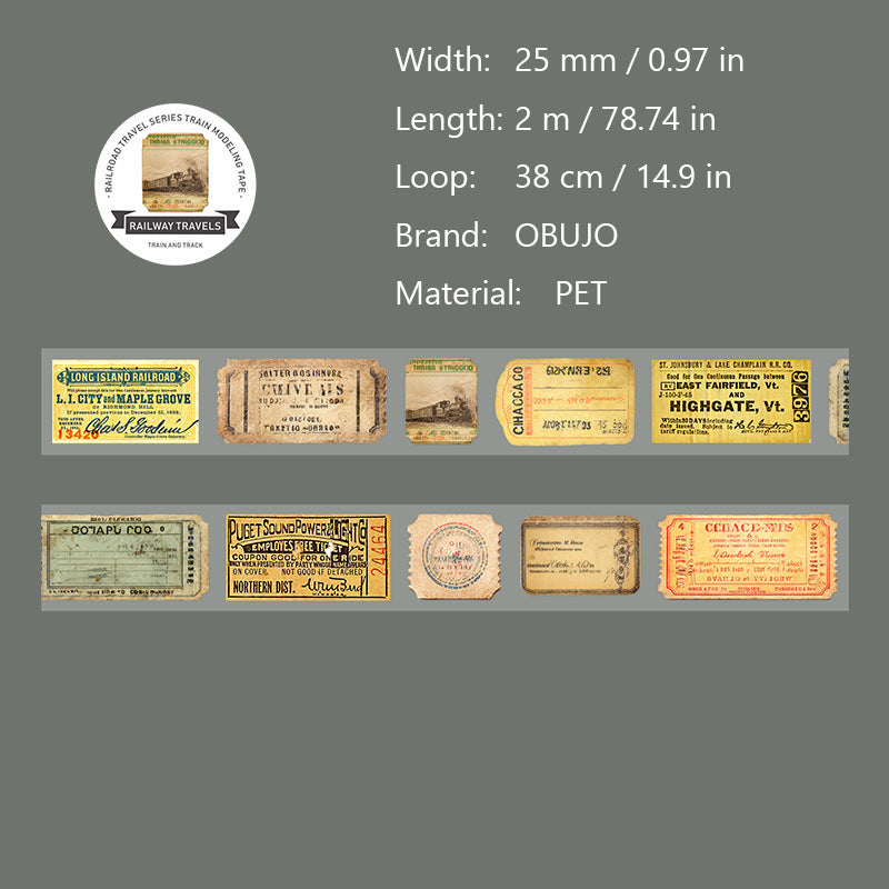 1 Roll Railway Themed PET Tape TGLX