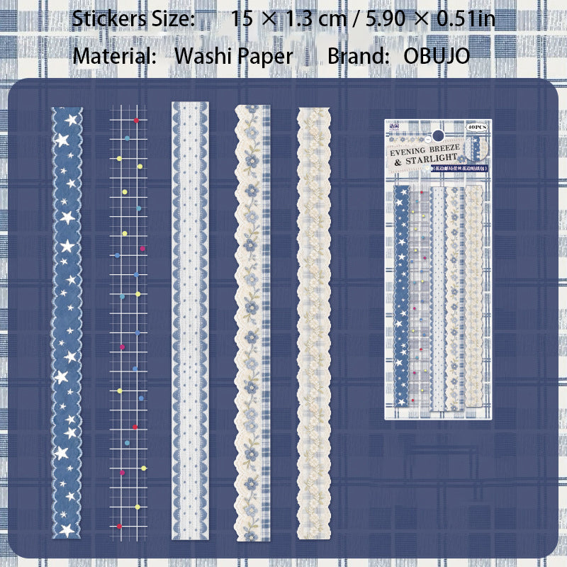 40 Pcs Lace Floral Washi Stickers HBYJ