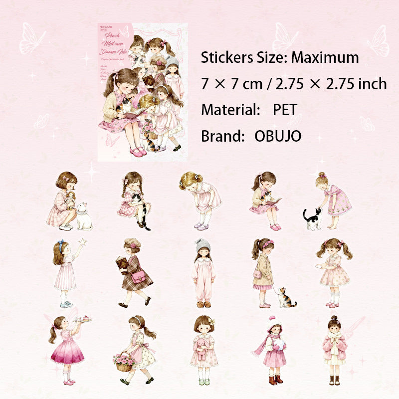 30 Pcs Cute Kawaii Little Girl PET Stickers XMTH