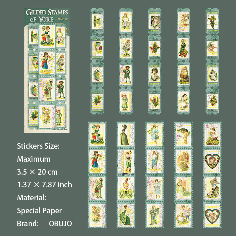 20 Pcs Gold Foil Post Stamp Stickers LJYP