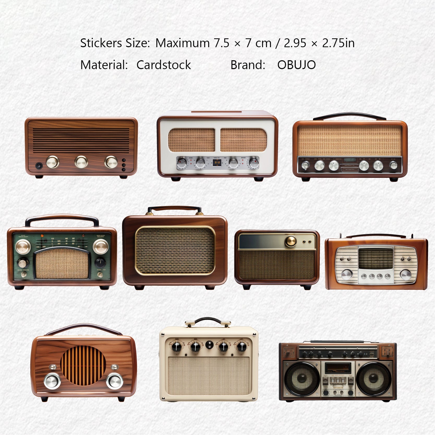 10 Pcs Vintage Antiques Cardstock Stickers LSXL