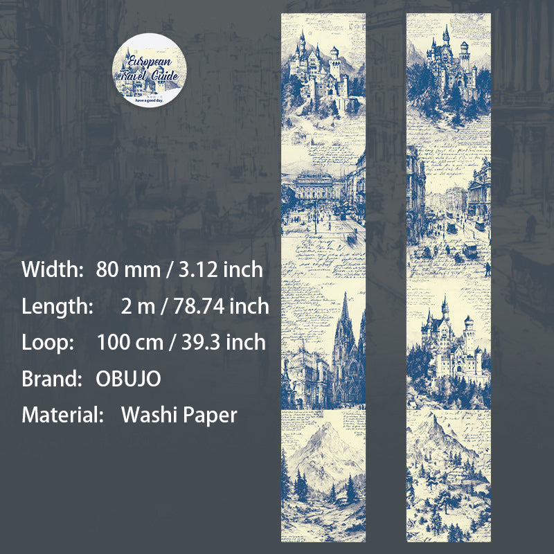 1 Roll Travel Themed Vintaeg Washi Tape OZLXTJ