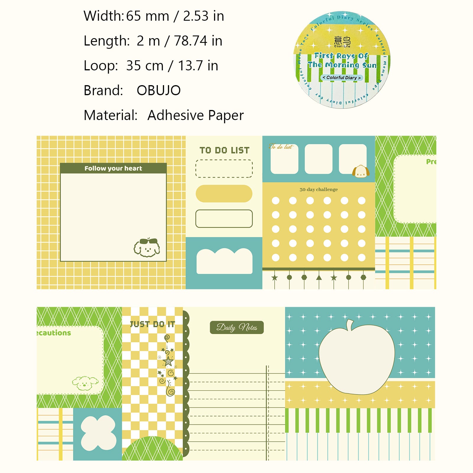 1 Roll Planner Stickers Tape BFRJ