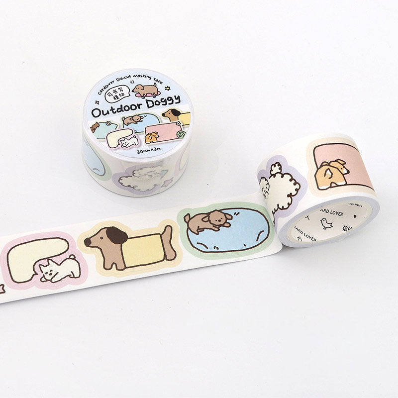 Kawaii Cozy Pets Writable Die-Cut Memo Tape - Outdoor Doggy