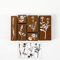 6 Pcs Vintage Herbarium Field Botanical Wooden Stamp Set
