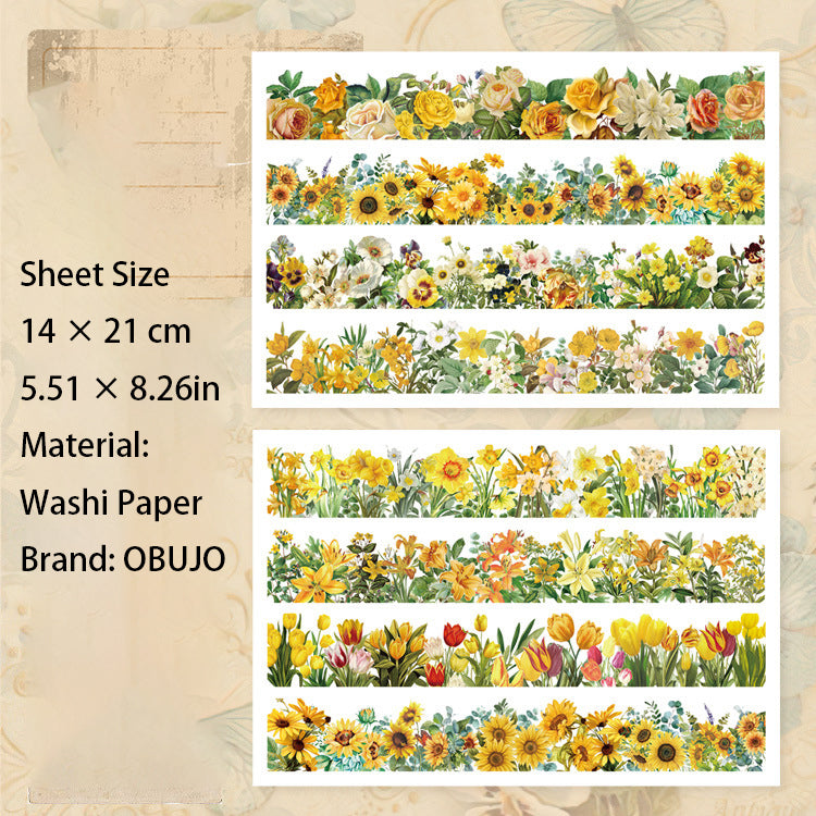 4 Sheet Flower Garden Washi Stickers HLMY