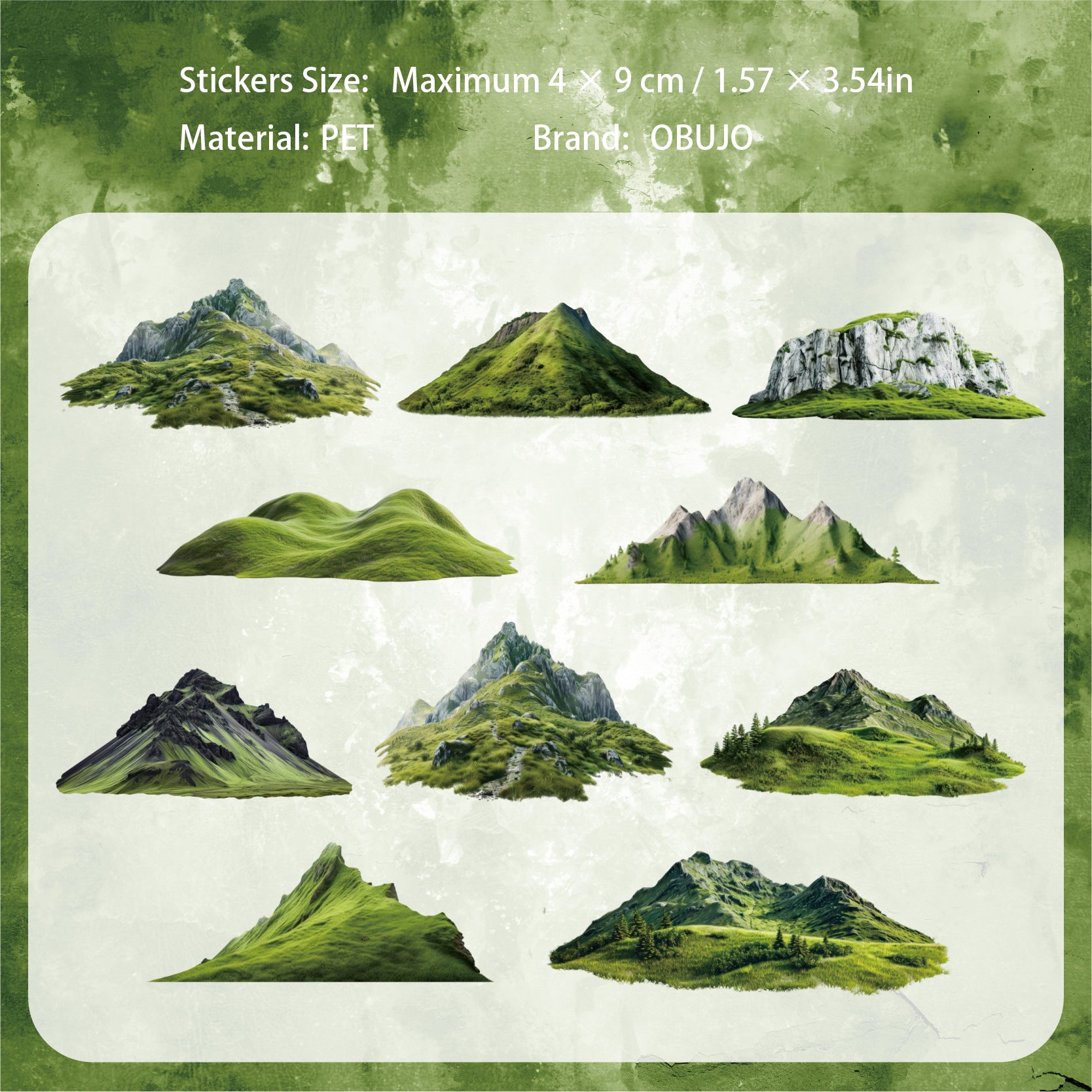 20 Pcs Moss Wooden PET Stickers TXXL