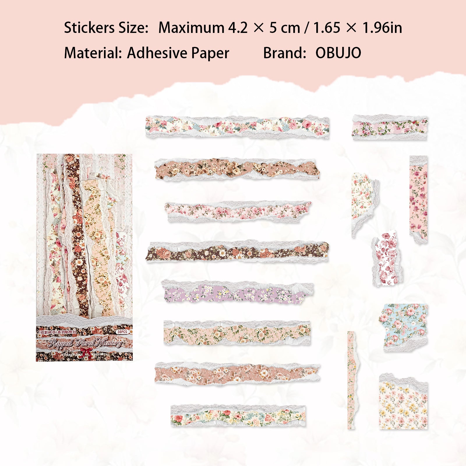 30 Pcs Vintage Floral PET Stickers HYSZ