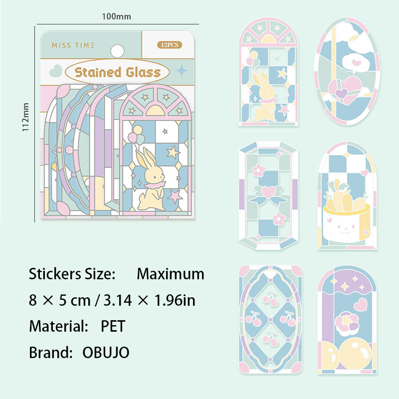 12 Pcs Kawaii Windows PET Stickers CCBL