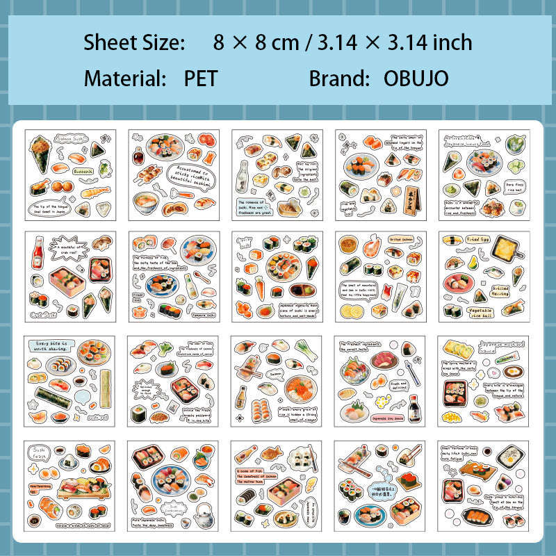 20 Sheets Food Themed PET Stickers Book YKSG