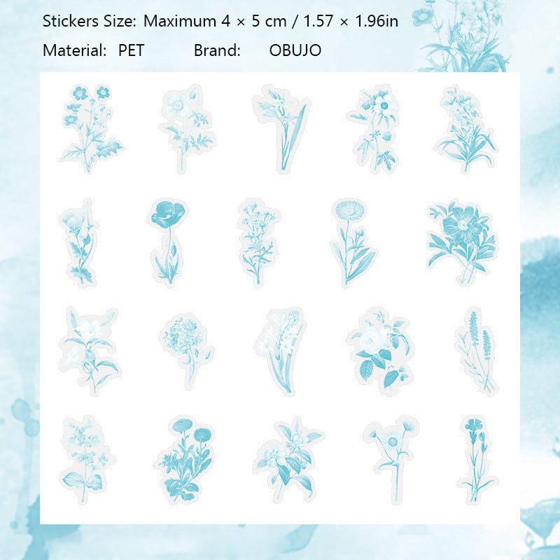 40 Pcs Watercolor Flower PET Stickers HZSS
