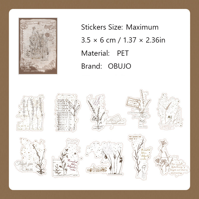 20 Pcs Botanical Flower Collage PET Stickers FGHC