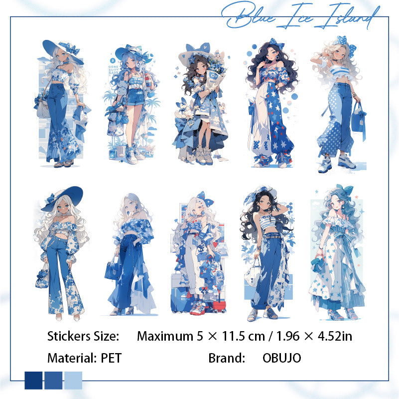 20 Pcs Cute Cartoon Girl PET Stickers WBDC